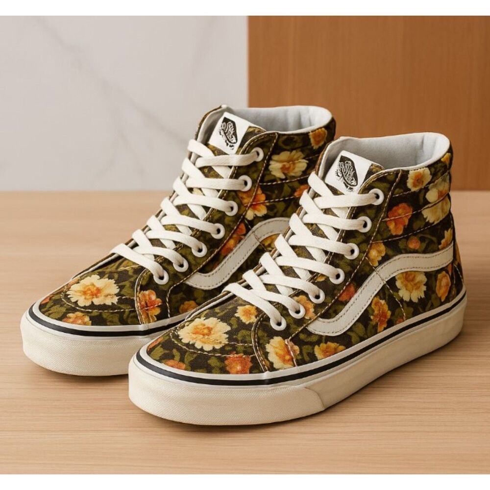 Vans Off The Wall High Top Sneakers Floral Skateboard Shoe Mens 3.5 Womens 5